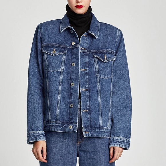 padded shoulder denim jacket